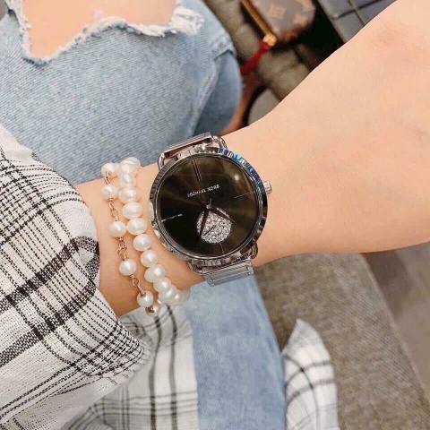 Michael Kors Portia |Nữ Giới |Mặt Đen |Dây Kim Loại Silver |Máy Pin (Quartz) |Size 37mm