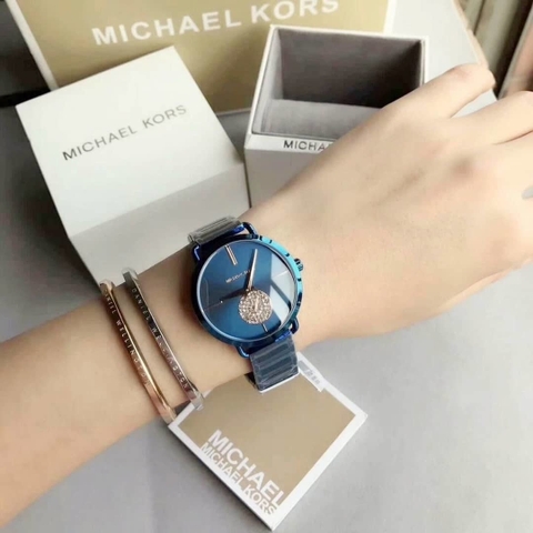 Michael Kors Portia |Nữ Giới |Mặt Đính Đá |Dây Kim Loại Xanh |Máy Pin (Quartz) |Size 37mm