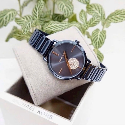 Michael Kors Portia |Nữ Giới |Mặt Đính Đá |Dây Kim Loại Xanh |Máy Pin (Quartz) |Size 37mm