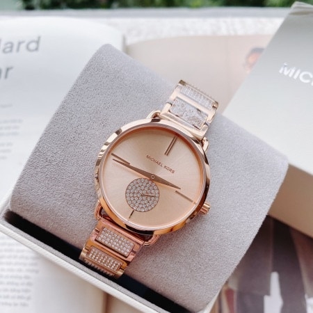 Michael Kors Portia |Nữ Giới |Rose Gold |Đính Đá |Dây Kim Loại |Máy Pin |Size Lớn 36mm