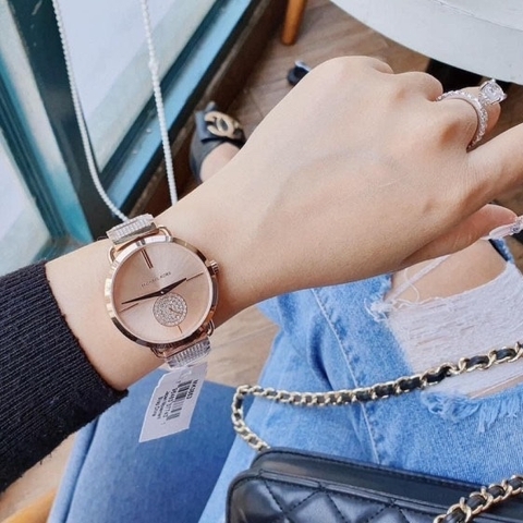 Michael Kors Portia |Nữ Giới |Rose Gold |Đính Đá |Dây Kim Loại |Máy Pin |Size Lớn 36mm