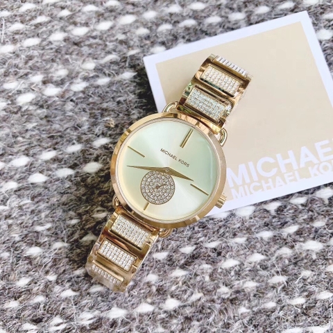 Michael Kors Portia |Nữ Giới |Vàng Gold |Đính Đá |Dây Kim Loại |Máy Pin |Size Lớn 36mm