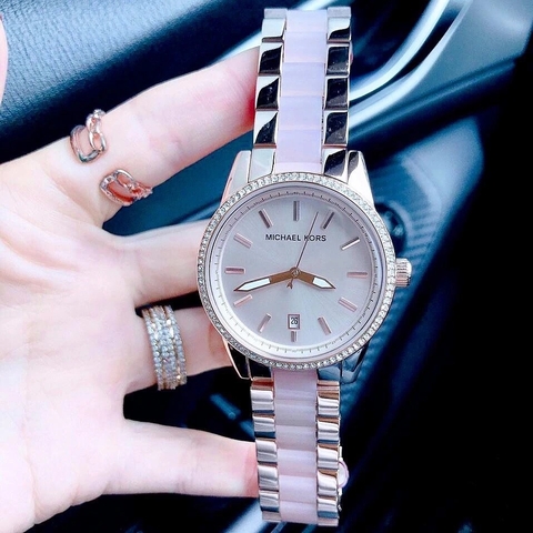 Michael Kors Ritz |Nữ Giới |Rose Gold |Dây Acetate Hồng |Máy Pin (Quartz) |Size Lớn 37mm