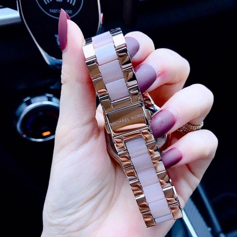 Michael Kors Ritz |Nữ Giới |Rose Gold |Dây Acetate Hồng |Máy Pin (Quartz) |Size Lớn 37mm