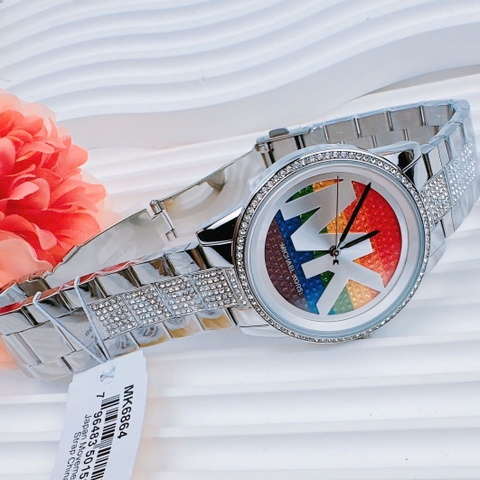 Michael Kors Ritz |Unisex |Rainbow |Đính Đá |Dây Kim Loại Silver |Máy Pin (Quartz) |Size 41mm