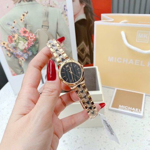 Michael Kors Runway Mercer |Nữ Giới |Mặt Đen |Dây Kim Loại |Máy Pin |Size Nhỏ 28mm