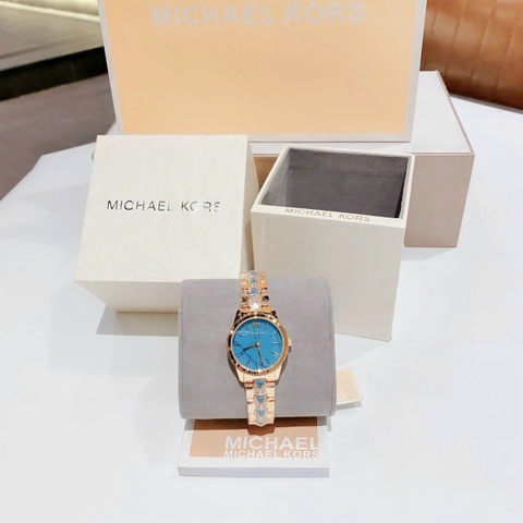 Michael Kors Runway Mercer |Nữ Giới |Mặt Xanh |Dây Kim Loại |Máy Pin |Size Nhỏ 28mm