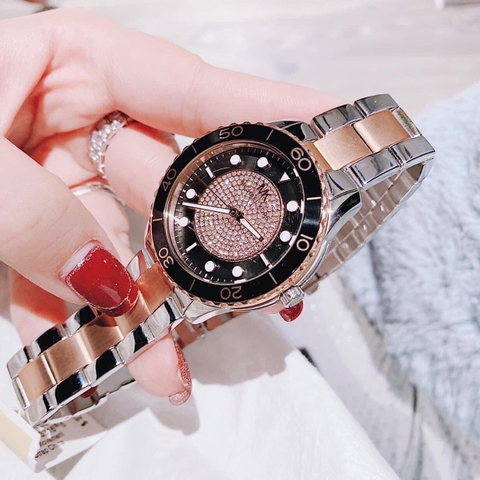 Michael Kors Runway |Nữ Giới |Mặt Đen |Dây Kim Loại Demi Rose Gold |Máy Pin (Quartz) |Size 40mm