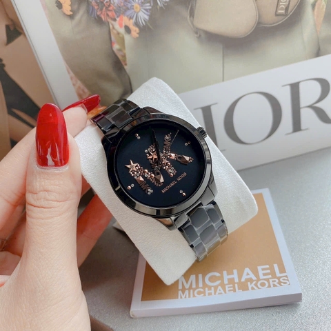 Michael Kors Runway |Nữ Giới |Đính Đá |Dây Kim Loại Full Đen |Máy Pin (Quartz) |Size Lớn 38mm