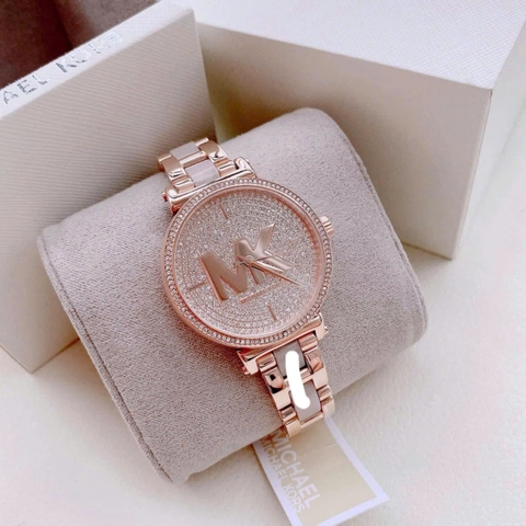 Michael Kors Parker |Nữ Giới |Mặt Full Đá |Dây Kim Loại Rose Gold Mix Acetate |Máy Pin (Quartz) |Size 38mm