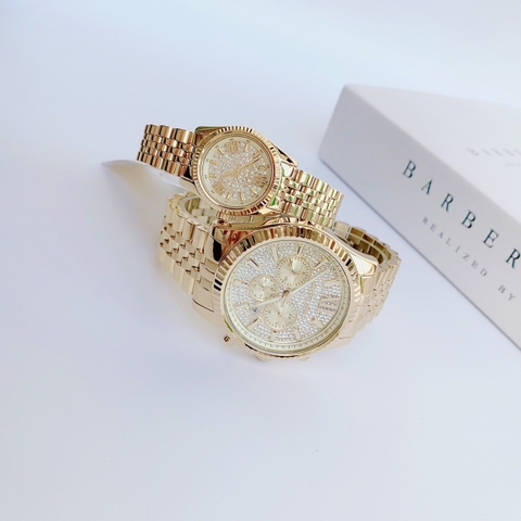 Michael Kors Lexington |Cặp Đôi |Mặt Full Đá |Dây Kim Loại Vàng Gold |Máy Pin (Quartz) |Size 44x22mm