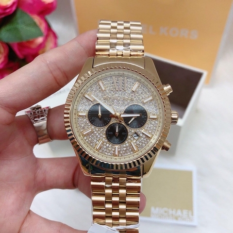 Michael Kors Lexington |Nam Giới |Mặt Full Đá |Vàng Gold |Dây Kim Loại |Máy Pin (Quartz) |Size 44mm