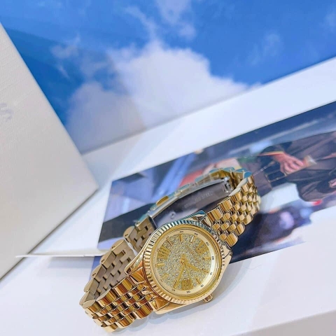 Michael Kors Lexington |Nữ Giới |Mặt Full Đá |Dây Kim Loại Vàng Gold |Máy Pin (Quartz) |Size 22mm
