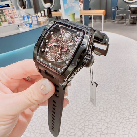 Daniel Gorman Mặt Oval |Nam Giới |Dây Silicone Đen |Máy Cơ (Automatic) |Size Lớn 45x53mm