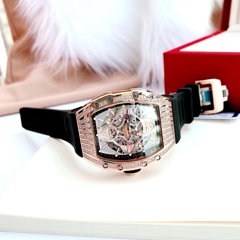 Hanboro HOT 2023 |Nam Giới |Mặt Oval |Đá Rose Gold |Máy Cơ (Automatic) |Size 40x50mm