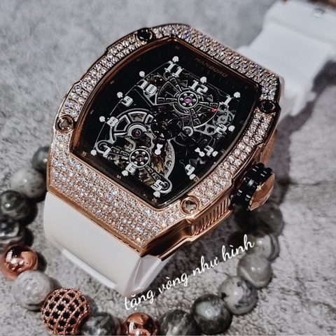Hanboro Dây Silicone |Rose Gold |Nam Giới |Mặt Oval |Máy Cơ (Automatic) |Size 40x48mm