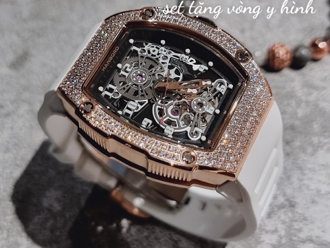 Hanboro Dây Silicone |Rose Gold |Nam Giới |Mặt Oval |Máy Cơ (Automatic) |Size 40x48mm