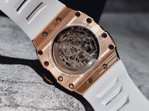 Hanboro Dây Silicone |Mặt Oval |Rose Gold |Nam Giới |Máy Lộ Cơ (Automatic) |Size 40x48mm