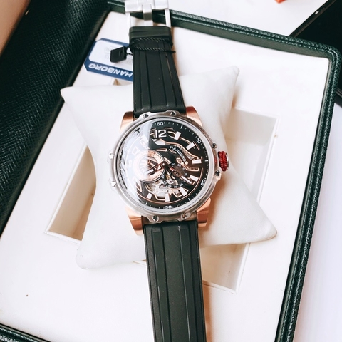 Hanboro Bão Cát Sa Mạc |Nam Giới |Dây Cao Su |Mặt Đen |Máy Cơ (Automatic) |Size 40mm