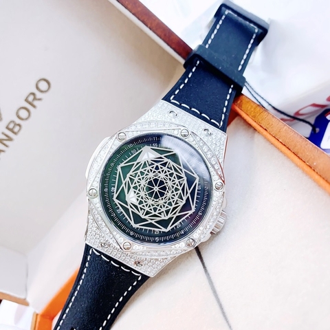 Hanboro Mặt Vũ Trụ |Nam Giới |Mặt Lục Giác Đính Full Đá |Máy Cơ (Automatic) |Size 42mm