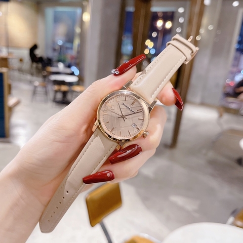 Burberry The City |Nữ Giới |Dây Da Màu Nude |Rose Gold |Máy Pin (Quartz) |Size 34mm