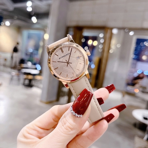 Burberry The City |Nữ Giới |Dây Da Màu Nude |Rose Gold |Máy Pin (Quartz) |Size 34mm