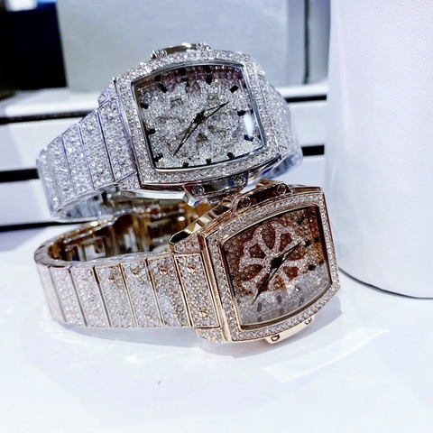 Chopard Mặt Xoay |Nữ Giới |Full Đá Rose Gold |Mặt Chữ Nhật |Máy Pin (Quartz) |Size 34x38mm