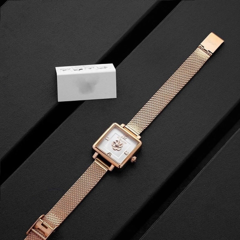 Coach Cass Hoa Trà |Nữ Giới |Mặt Vuông Full Rose Gold |Máy Pin (Quartz) |Size Nhỏ 22mm
