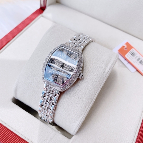 Davena Số La Mã |Nữ Giới |Full Đá Trắng Silver |Dây Kim Loại |Máy Pin (Quartz) |Size Nhỏ 30x32mm