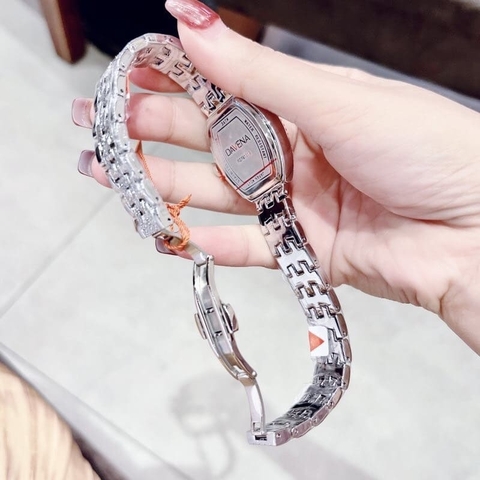Davena Số La Mã |Nữ Giới |Full Đá Trắng Silver |Dây Kim Loại |Máy Pin (Quartz) |Size Nhỏ 30x32mm
