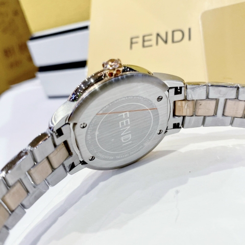 Fendi IShine |Nữ Giới |Mặt Tròn |Đính Diamond Đỏ |Dây Kim Loại Demi Rose |Máy Pin (Quartz) |Size 33mm