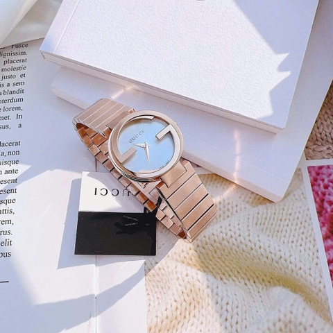 Gucci Interlocking |Nữ Giới |Mặt Trắng |Dây Kim Loại Rose Gold |Máy Pin (Quartz) |Size 36mm