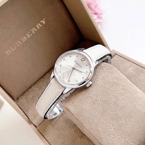 Burberry The Classic Round |Nữ Giới |Silver |Dây Da Trắng |Máy Pin (Quartz) |Size 32mm