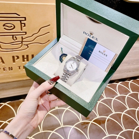 Rolex Cellini |Nữ Giới |Mặt Tròn Trắng |Đính Đá |Dây Kim Loại Silver |Máy Pin (Máy Quartz) |Size 34mm