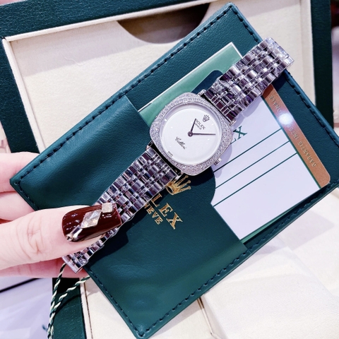 Rolex Cellini |Nữ Giới |Mặt Vuông Trắng |Đính Đá |Dây Kim Loại |Máy Pin (Máy Quartz) |Size 33mm