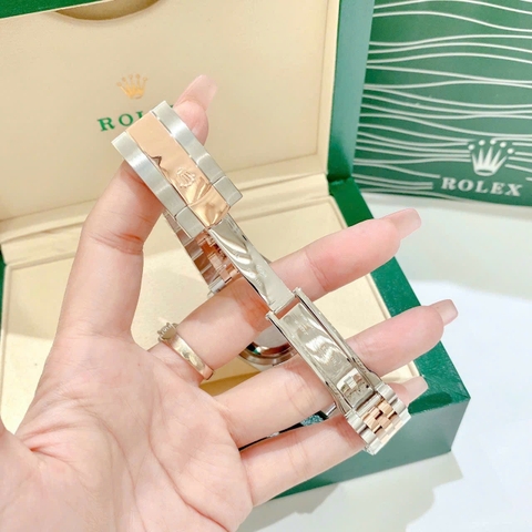 Rolex Niềng Khía |Nữ Giới |Mặt Trắng |Dây Kim Loại Demi Rose |Máy Cơ (Automatic) |Size 36mm