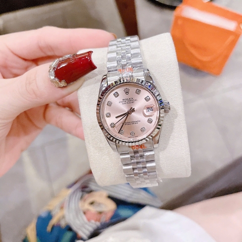 Rolex Date Just |Nữ Giới |Mặt Hồng |Niềng Khía |Dây Kim Loại |Máy Pin (Máy Quartz) |Size 31mm