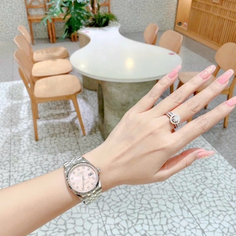 Rolex Niềng Khía |Nữ Giới |Mặt Hồng |Dây Kim Loại Silver |Máy Cơ (Automatic) |Size 36mm