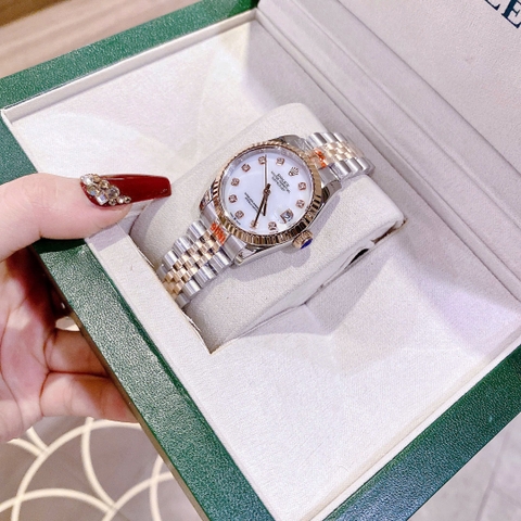 Rolex Date Just |Nữ Giới |Mặt Trắng |Niềng Khía |Dây Kim Loại Demi |Máy Pin (Máy Quartz) |Size 31mm