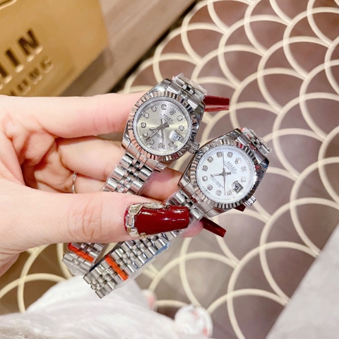 Rolex Date Just |Nữ Giới |Mặt Xám |Niềng Khía |Dây Kim Loại Silver |Máy Pin (Máy Quartz) |Size 28mm