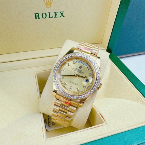 Rolex 2 Lịch |Nam Giới |Đính Đá |Dây Kim Loại Vàng Gold |Máy Cơ (Automatic) |Size 41mm