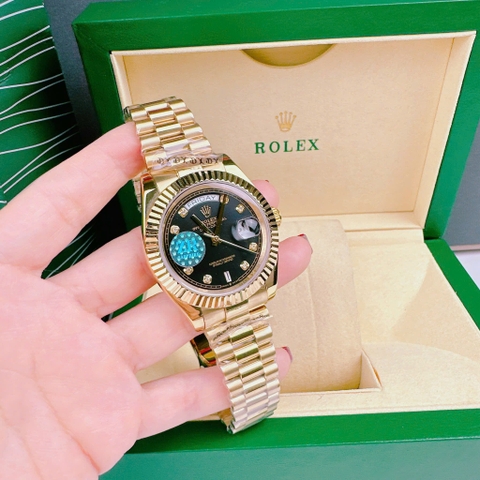 Rolex 2 Lịch |Nam Giới |Mặt Đen |Niềng Khía |Dây Kim Loại Vàng |Máy Cơ (Automatic) |Size 41mm