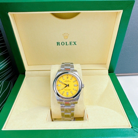 Rolex Oyster Perpetual |Nam Giới |Mặt Vàng |Dây Kim Loại Silver |Máy Cơ (Automatic) |Size 41mm