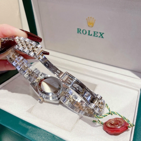 Rolex Đính Đá |Nữ Giới |Mặt Xanh Ngọc |Dây Kim Loại Demi Vàng Gold |Máy Pin (Máy Quartz) |Size 31mm