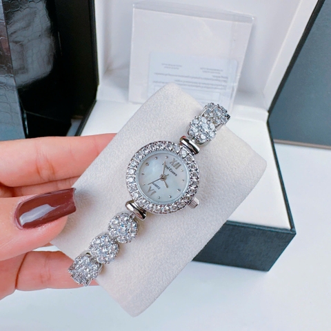 Royal Crown Mâm Xôi |Nữ Giới |Silver |Lắc Tay Đính Đá |Máy Pin (Quartz) |Size 28mm