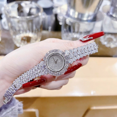 Royal Crown Mặt Full Đá |Nữ Giới |Dây Kim Loại Trắng Silver |Máy Pin (Quartz) |Size 32mm