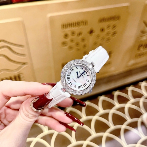 Royal Crown Mặt Số La Mã |Nữ Giới |Đính Đá |Dây Da Trắng |Máy Pin (Quartz) |Size 30mm