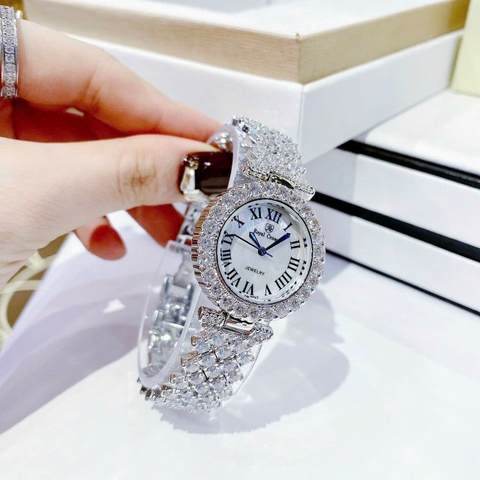 Royal Crown Mặt Số La Mã |Nữ Giới |Đính Đá |Dây Kim Loại Silver |Máy Pin (Quartz) |Size 30mm