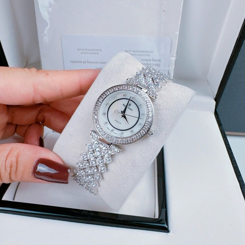 Royal Crown Mặt Trắng |Nữ Giới |Silver |Dây Kim Loại Đính Đá |Máy Pin (Quartz) |Size 30mm