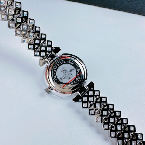 Royal Crown Mặt Trắng |Nữ Giới |Silver |Dây Kim Loại Đính Đá |Máy Pin (Quartz) |Size 30mm